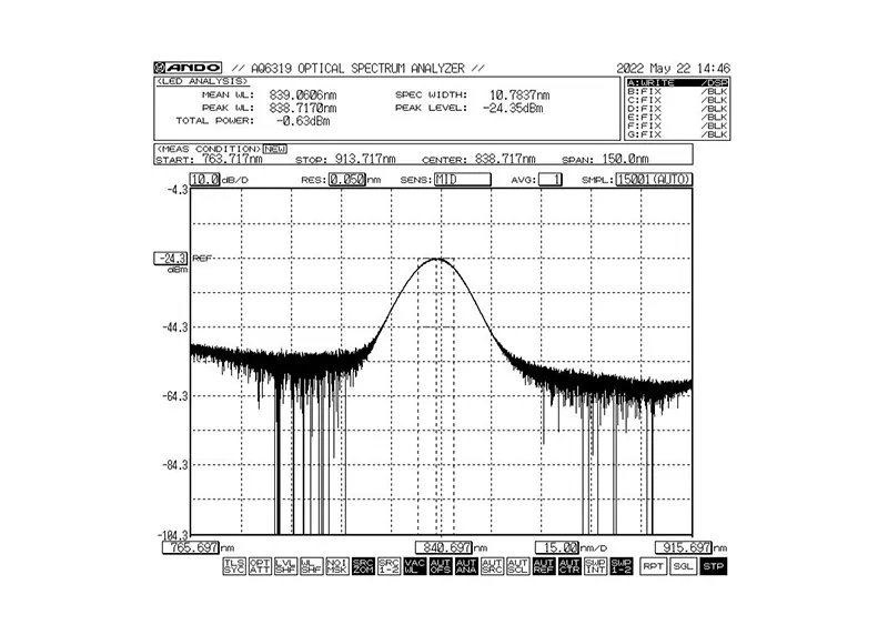 módulo de fonte luminosa de banda larga do trenó da largura de banda de 840nm 5mW 10nm